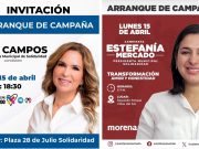 Lunes arranca campañas en Solidaridad: Lili Campos en «Plaza 28 de julio» y Estefanía en parque «Villas del Sol»
