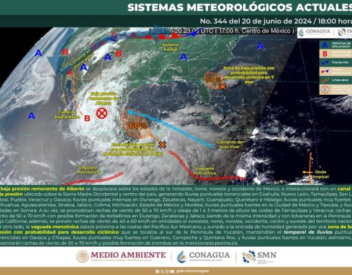 Pronóstico | Incrementó 30 por ciento probabilidad para desarrollo ciclónico en 48 horas