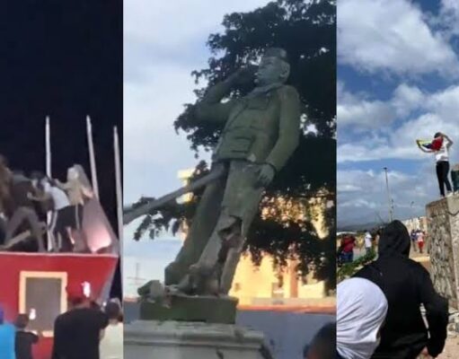 Venezuela | Manifestantes derribaron varias estatuas de Hugo Chávez