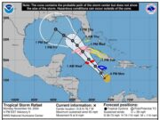 Surge la tormenta tropical «Rafael» sobre el mar Caribe; está a más de mil 200 kilometros de Quintana Roo