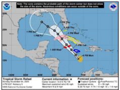 Surge la tormenta tropical «Rafael» sobre el mar Caribe; está a más de mil 200 kilometros de Quintana Roo