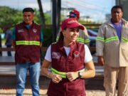 Supervisa Ana Paty Peralta nuevo pozo de absorción en avenida Huayacán