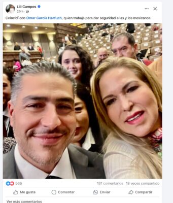 Jaguar Negro | Enciende Lili Campos las redes sociales con su nueva “selfie” morenista; esta vez, con Omar García Harfuch