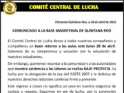 Reinician clases maestros bajo protesta; convocan a marcha este 1 de mayo