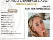 Emite FGE ficha de de búsqueda de mujer argentina que se encontraba en Cancún
