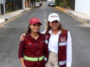 Ana Paty Peralta y Mara Lezama constatan repavimentación de calles en la supermanzana 44