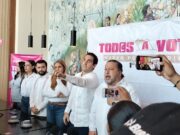 Protesta interrumpe conferencia de Morena sobre proceso para renovar el Poder Judicial en QRoo