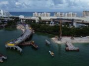 Reporta SICT fin de trabajo con equipo «Top Down» en puente sobre laguna Nichupté