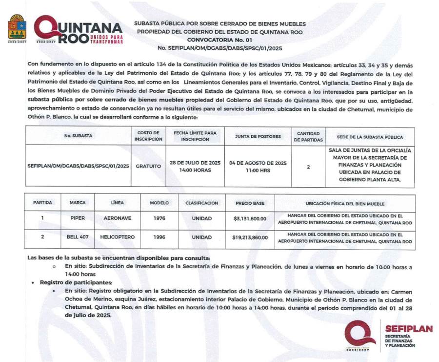 Subasta Sefiplan
