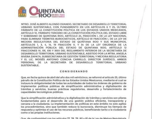 Habilitan sistema digital para trámites de acreditación de profesionales inmobiliarios en Quintana Roo