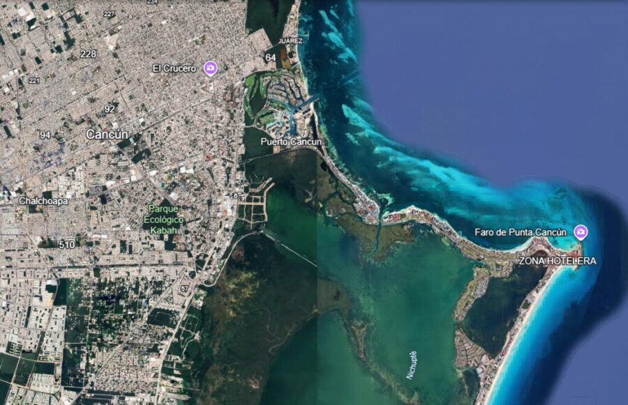 Mapa hasta Punta Cancún