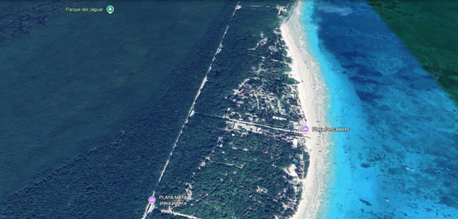 Vista gogle earth playas de Tulum