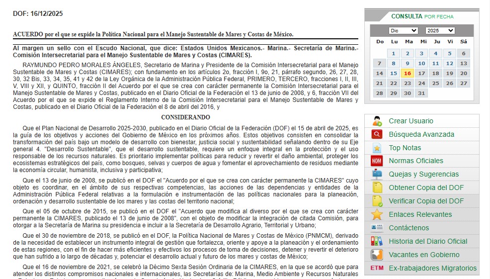 DOF 16 dic